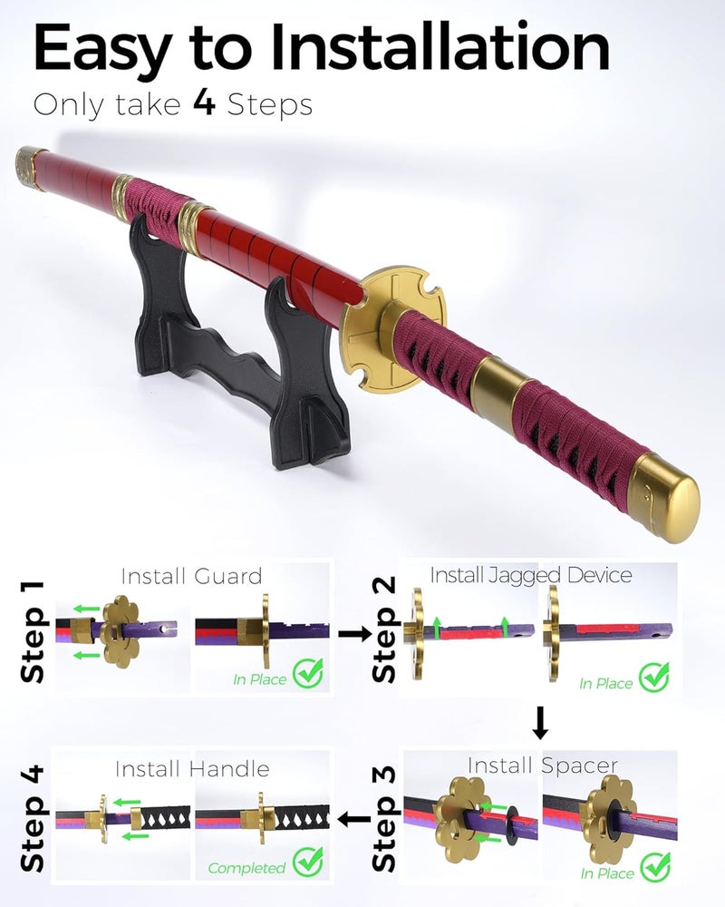 Cold Blade Katana Sword - 41 inches Katana Replica with Holster Belt and Display Stand - Sword with Authentic Design - Image 3